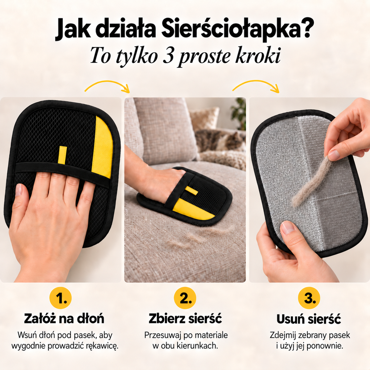 Sierściołapka – Rękawica do usuwania sierści